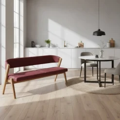 Hot Wohnen Elegante Esszimmer-Bank in Rot & Wildeiche - Ovenciana