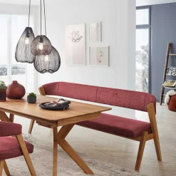 Hot Wohnen Elegante Esszimmer-Bank in Rot & Wildeiche - Ovenciana