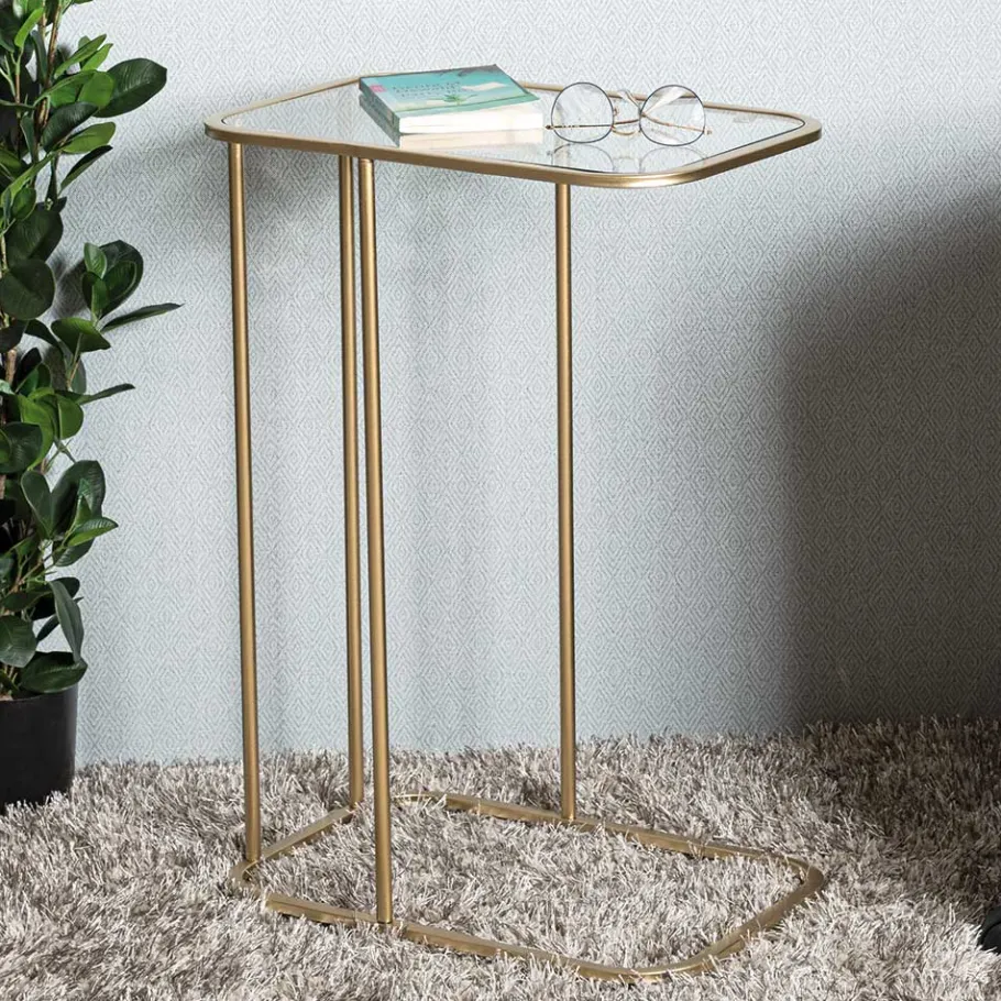 Online Wohnen Eleganter Anstelltisch mit klarer Glasplatte - Finnca
