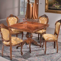 Online Wohnen Eleganter Barock Polsterstuhl Magari in Gold Beige