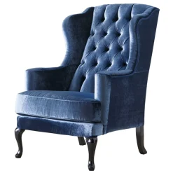 New Wohnen Eleganter Chesterfield Sessel in Blau Samt - Gonnya
