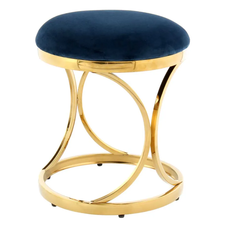 Sale Wohnen Eleganter Designhocker in Blau & Gold - Imenza