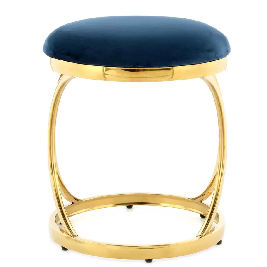 Sale Wohnen Eleganter Designhocker in Blau & Gold - Imenza