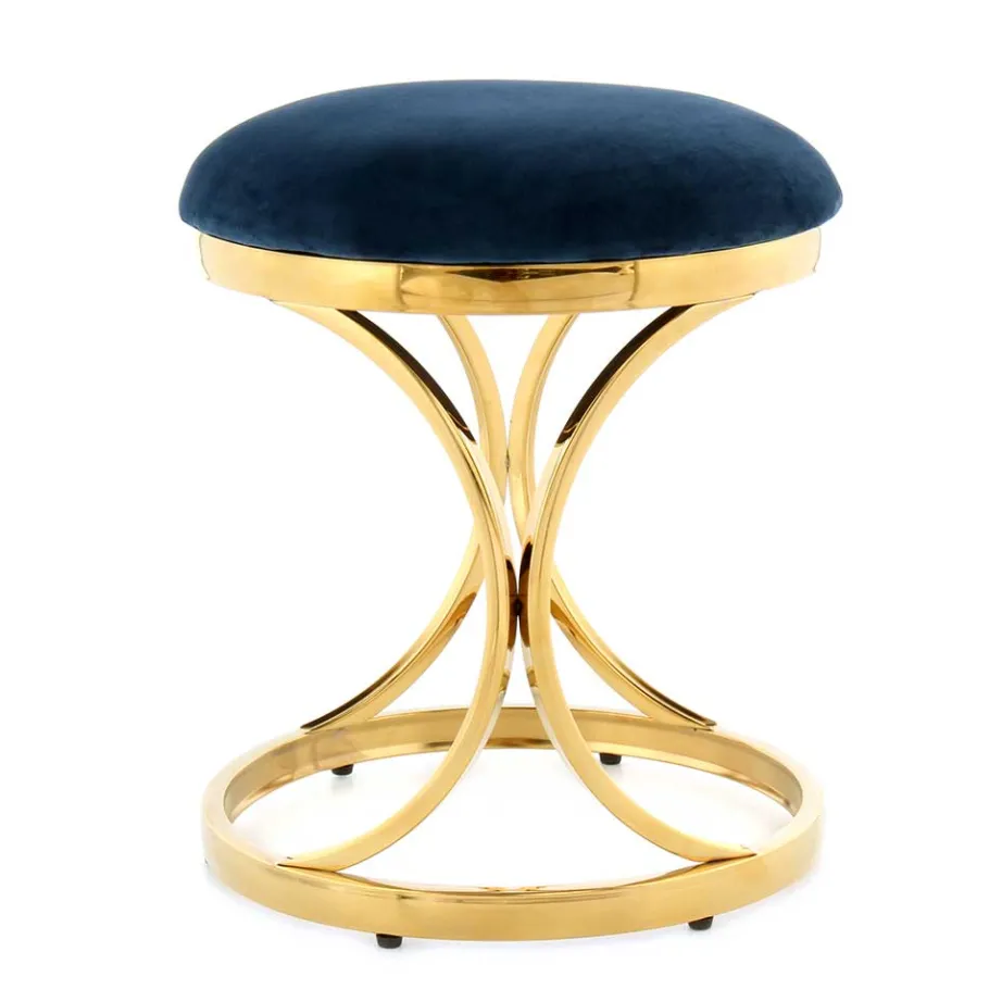Sale Wohnen Eleganter Designhocker in Blau & Gold - Imenza