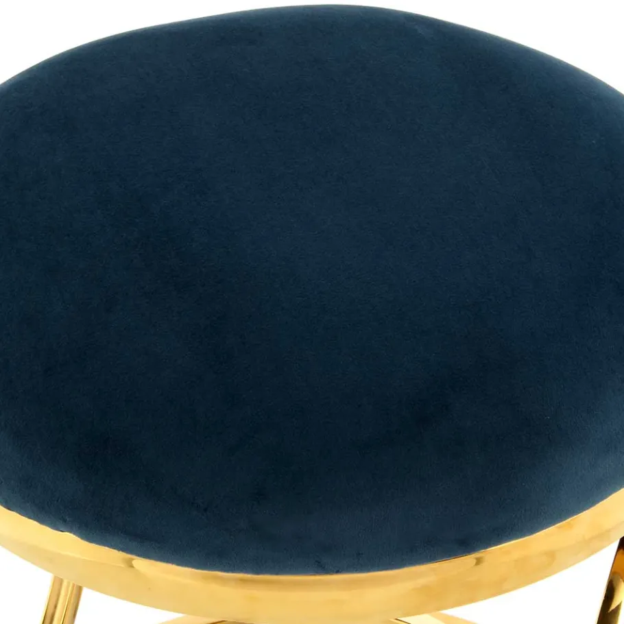 Sale Wohnen Eleganter Designhocker in Blau & Gold - Imenza