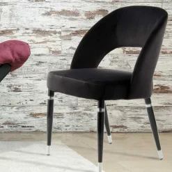 Clearance Wohnen Eleganter Designstuhl in Schwarz Samt - Siiri (2er Set)
