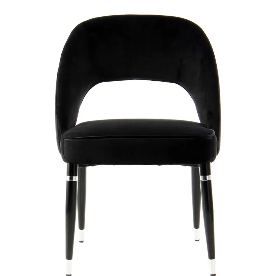 Clearance Wohnen Eleganter Designstuhl in Schwarz Samt - Siiri (2er Set)