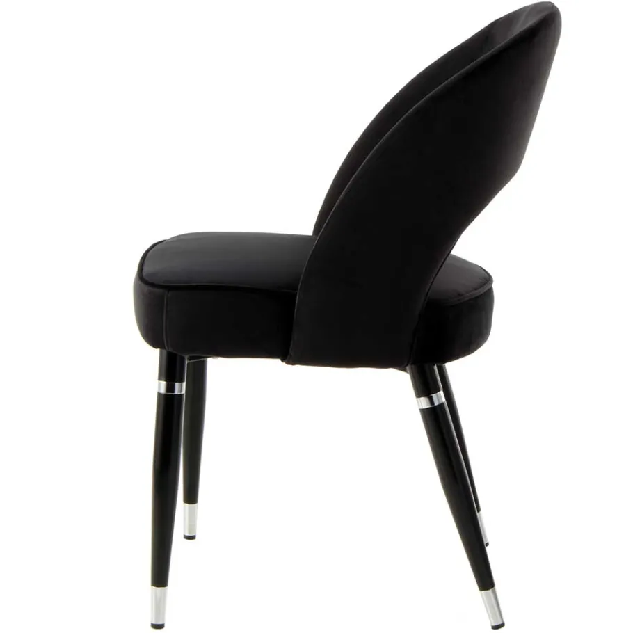 Clearance Wohnen Eleganter Designstuhl in Schwarz Samt - Siiri (2er Set)