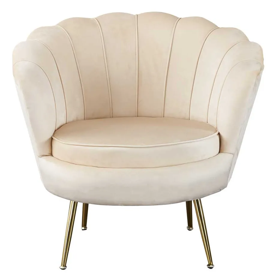 Sale Wohnen Eleganter Muschelsessel in Beige Samt - Fortlanda