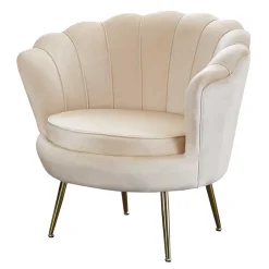 Sale Wohnen Eleganter Muschelsessel in Beige Samt - Fortlanda