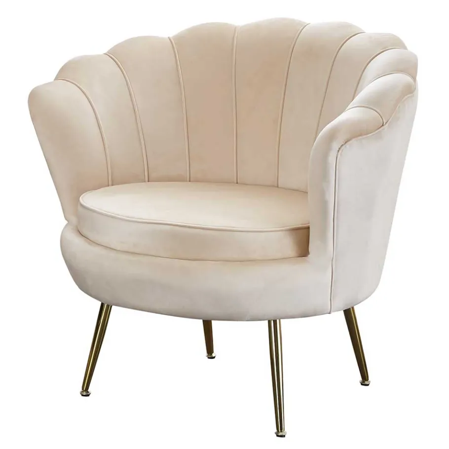Sale Wohnen Eleganter Muschelsessel in Beige Samt - Fortlanda