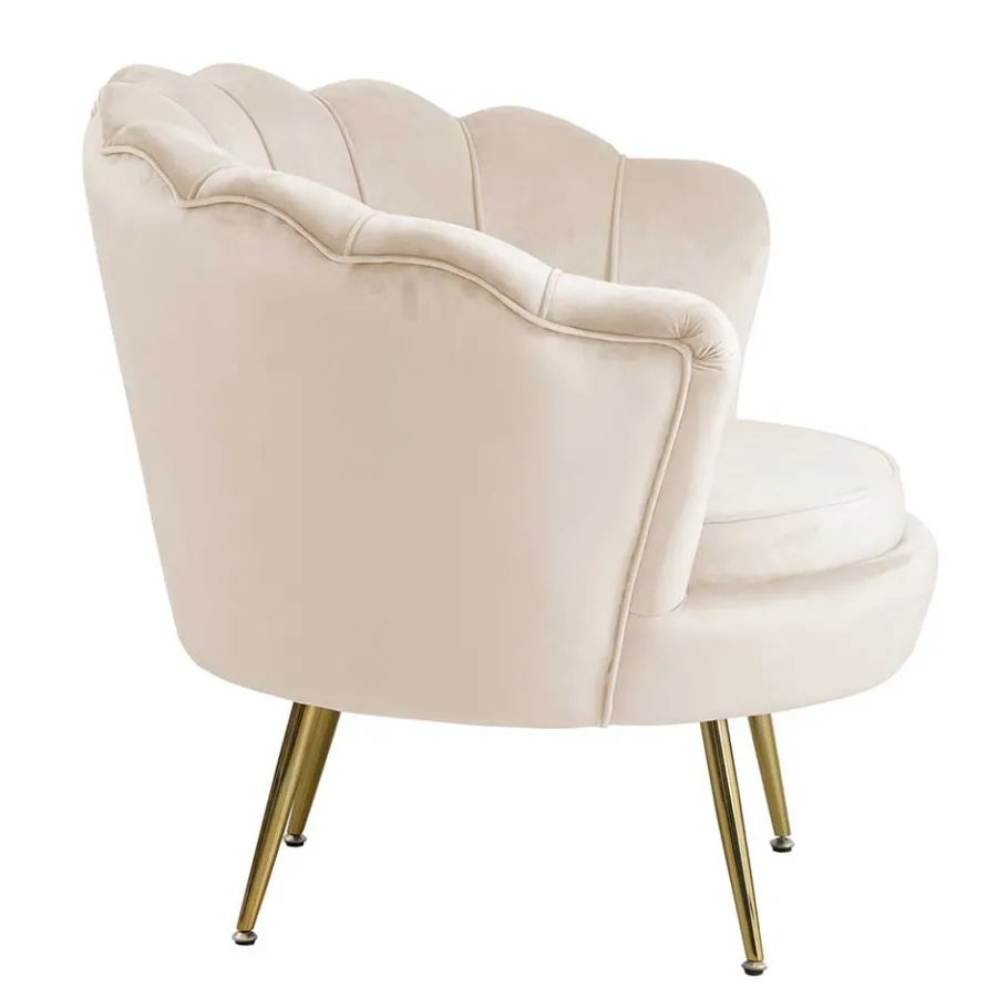 Sale Wohnen Eleganter Muschelsessel in Beige Samt - Fortlanda