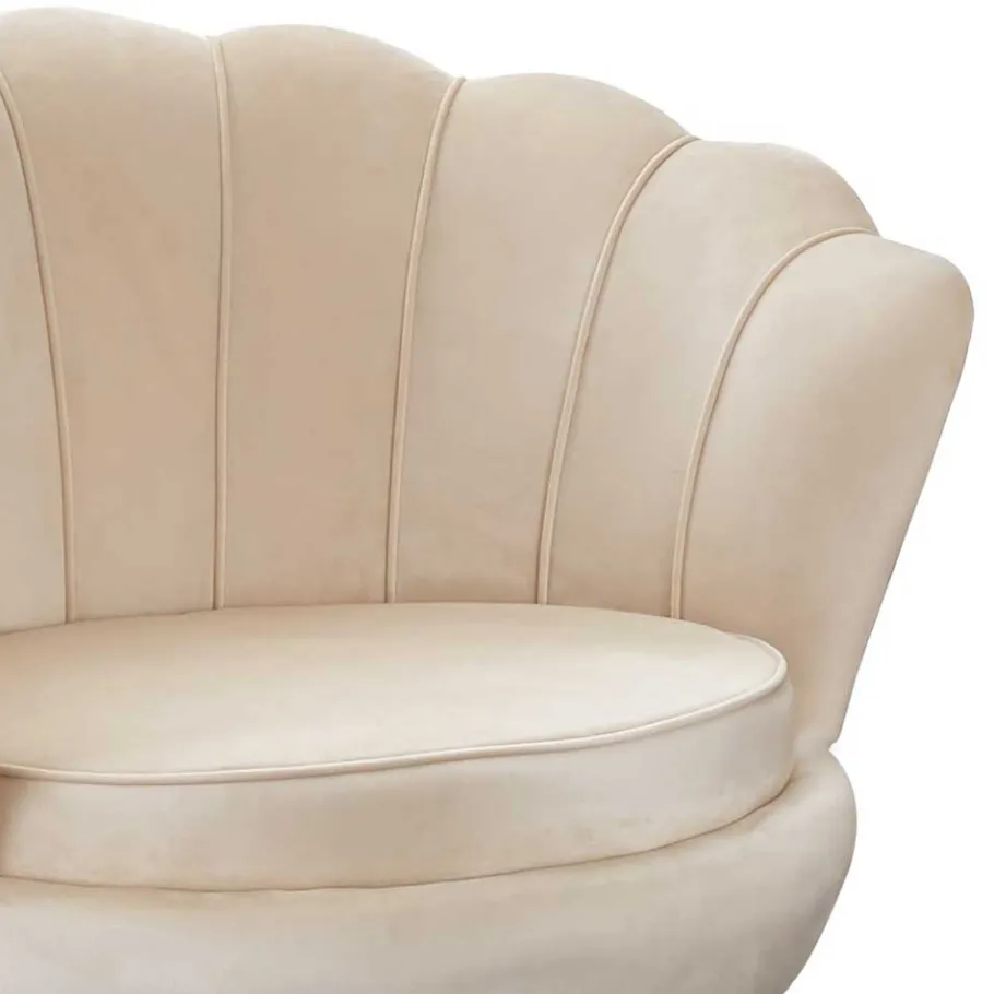 Sale Wohnen Eleganter Muschelsessel in Beige Samt - Fortlanda