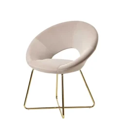 Discount Wohnen Eleganter Polsterstuhl in Beige Samt - Amando
