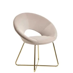 Discount Wohnen Eleganter Polsterstuhl in Beige Samt - Amando