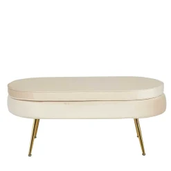 Wohnen Eleganter Retro Style Hocker in Beige & Gold - Lugano