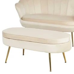 Wohnen Eleganter Retro Style Hocker in Beige & Gold - Lugano