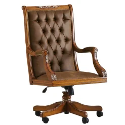 Online Wohnen Eleganter Schreibtischsessel in Braun mit Silber - Zaisan