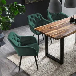 Clearance Wohnen Eleganter Tischsessel in Dunkelgrün & Schwarz - Balu