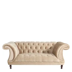 Outlet Wohnen Elegantes Barocksofa in Beige Samtvelours - Hihat