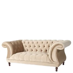 Outlet Wohnen Elegantes Barocksofa in Beige Samtvelours - Hihat