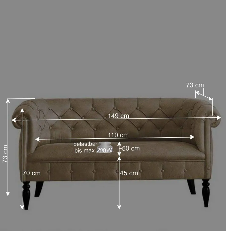 Best Wohnen Elegantes Design Sofa im Chesterfield Look - Kiano