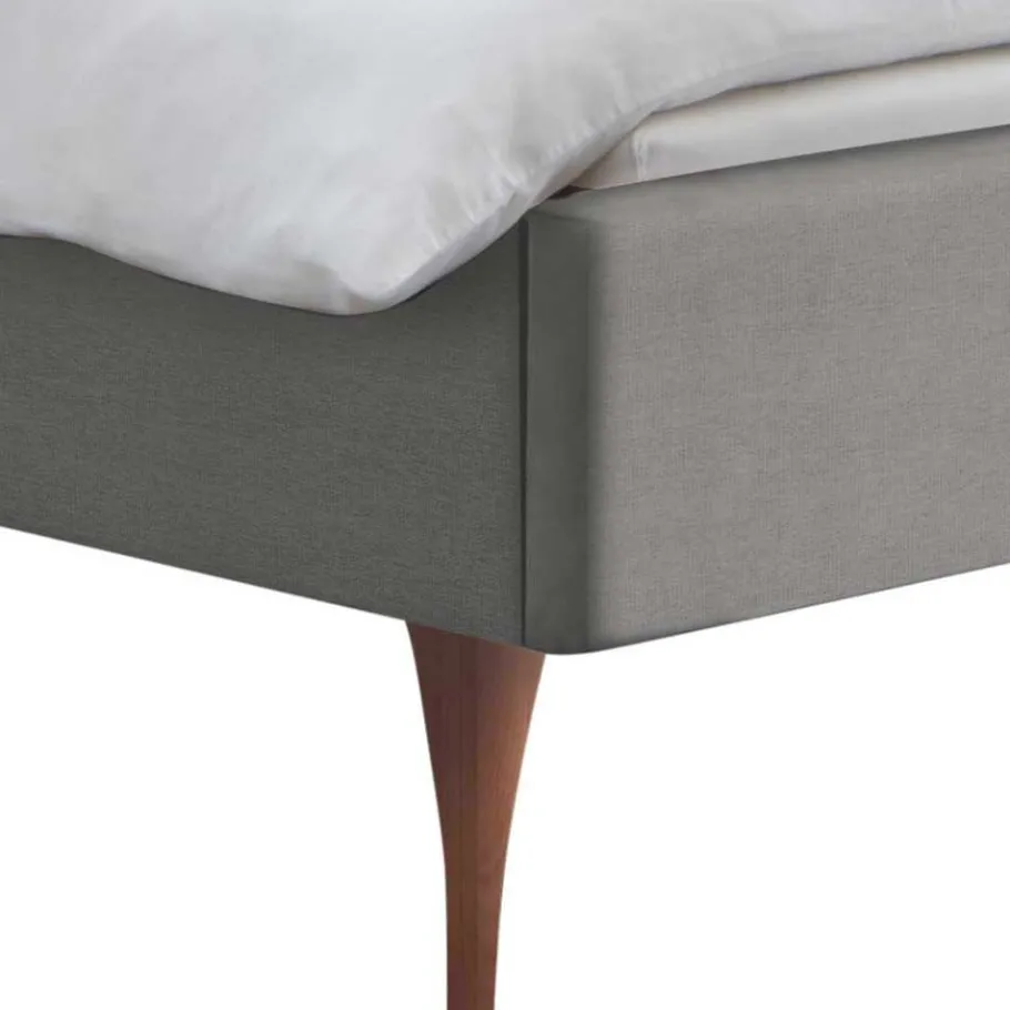 Clearance Wohnen Elegantes Polsterbett in Grau und Kernbuche - Silka
