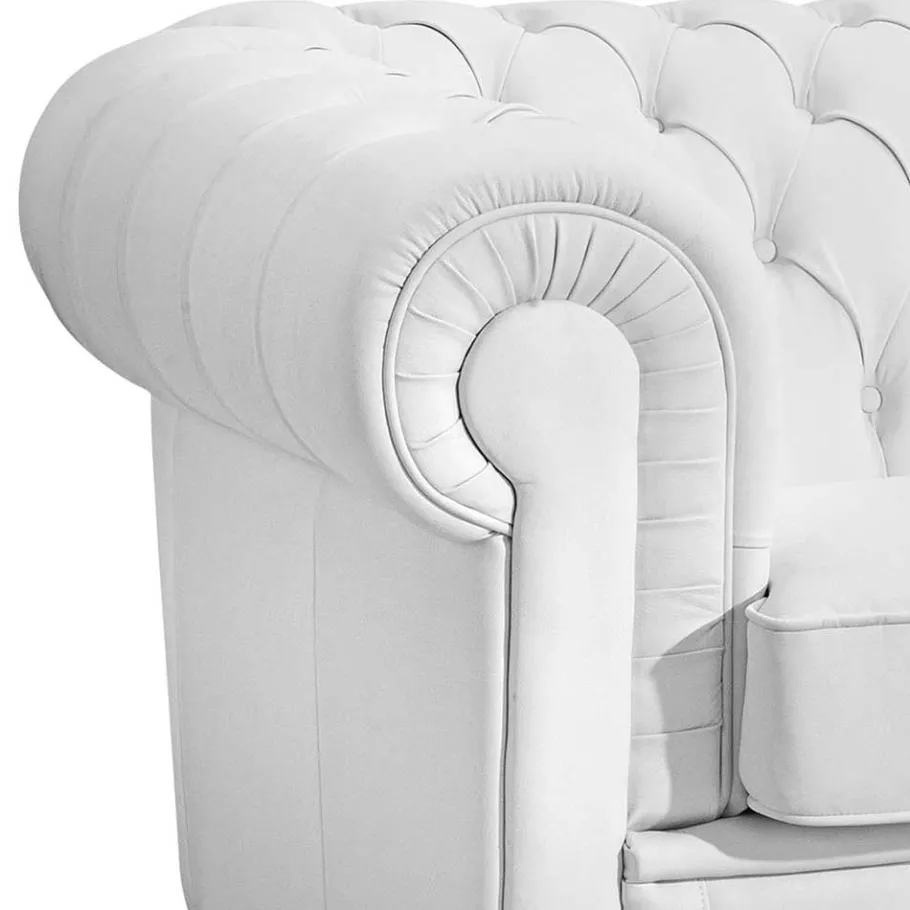 Discount Wohnen 3er Ledersofa im Chesterfield Look - Dossera