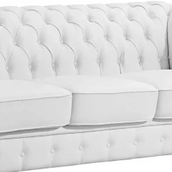 Discount Wohnen 3er Ledersofa im Chesterfield Look - Dossera