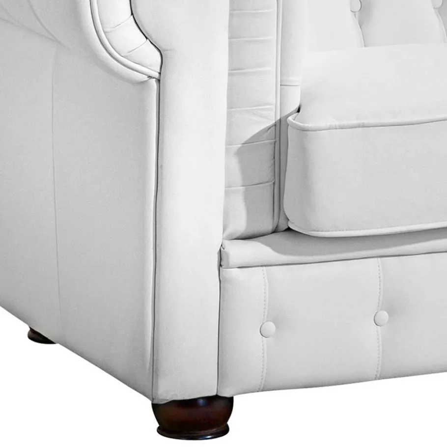 Discount Wohnen 3er Ledersofa im Chesterfield Look - Dossera