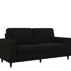 Hot Wohnen 3er Retrocouch aus Samt in Schwarz - Atze