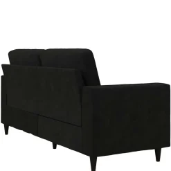 Hot Wohnen 3er Retrocouch aus Samt in Schwarz - Atze