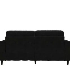 Hot Wohnen 3er Retrocouch aus Samt in Schwarz - Atze