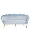 Best Wohnen 3er Samtsofa im Muscheldesign in Hellgrau - Montreal