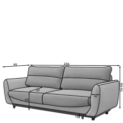 Online Wohnen 3er Schlafcouch in Graubraun meliert - Milor