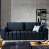 New Wohnen 3er Schlafsofa in Dunkelblau Samt - Venice