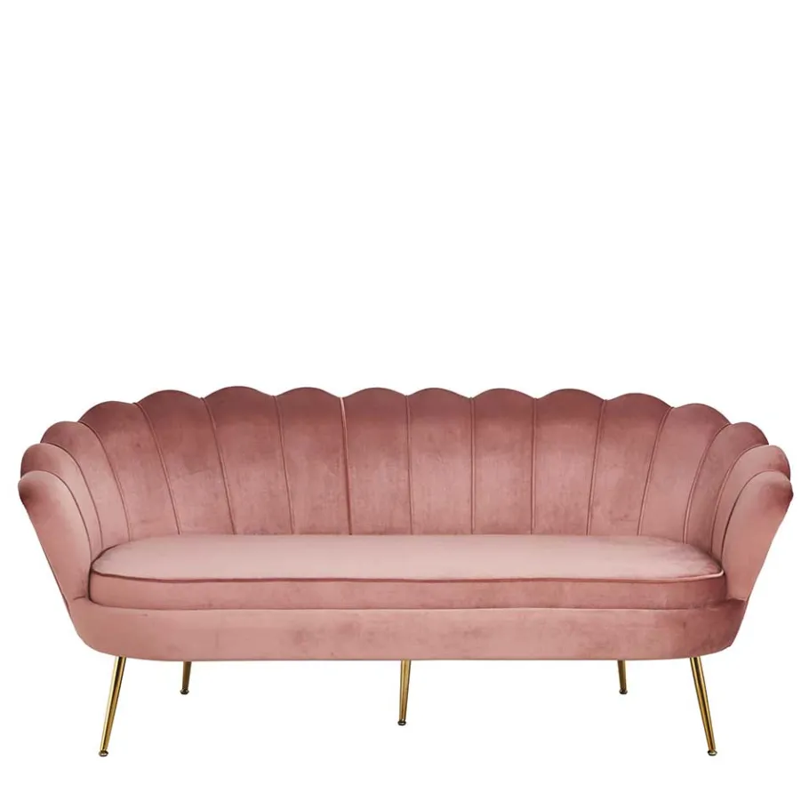 Outlet Wohnen 3er Wohnzimmersofa im Retrostil Muschel - Ciabeta