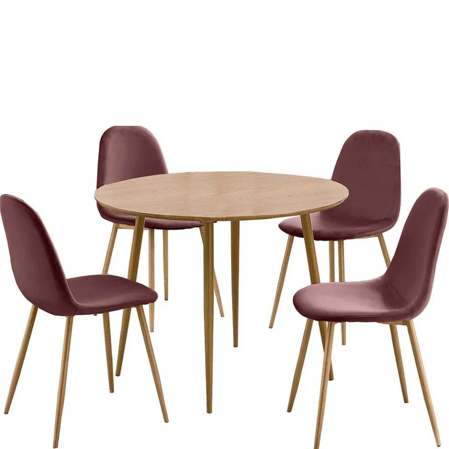 Hot Wohnen Essgruppe in Altrosa & Eiche - Eva (fünfteilig)