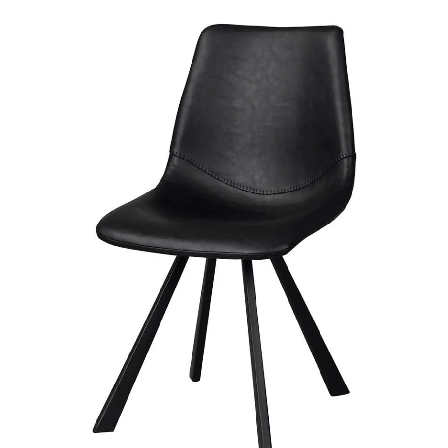 Hot Wohnen Esstisch & 6 schwarze Stühle - Flints (siebenteilig)