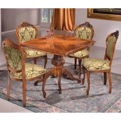 Discount Wohnen Esstisch & Stühle im Barockstil - Vennezo (fünfteilig)