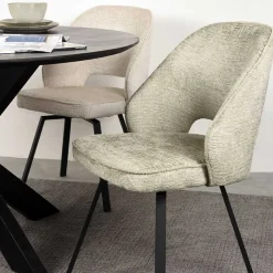 Discount Wohnen Esstisch Drehstuhl in Beige Struktursamt - Turena (2er Set)