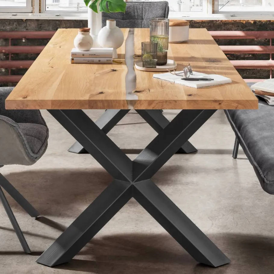 Outlet Wohnen Esstisch mit Design-X-Beinen - Opal