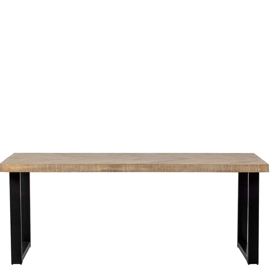 New Wohnen Esstisch mit Fischgrät Platte in White Wash Holz - Vensun