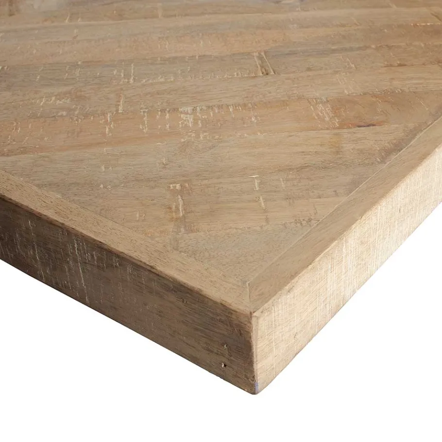 New Wohnen Esstisch mit Fischgrät Platte in White Wash Holz - Vensun