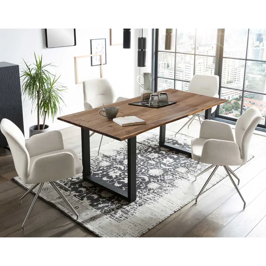Outlet Wohnen Esstisch Sitzgruppe modern - Damiette (fünfteilig)