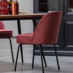 Clearance Wohnen Esstisch Stühle in Kastanienfarben Samt - Spicla (2er Set)