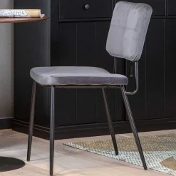 Clearance Wohnen Esstisch Stühle in Samt Anthrazit - Mellevos (2er Set)