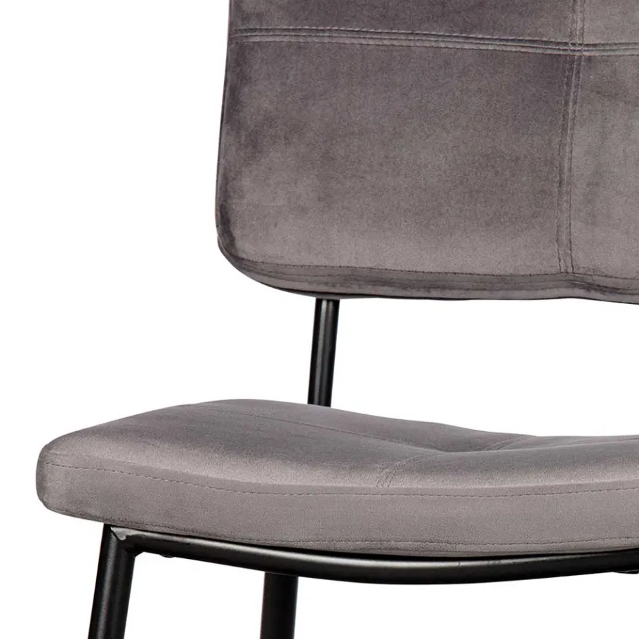 Clearance Wohnen Esstisch Stühle in Samt Anthrazit - Mellevos (2er Set)
