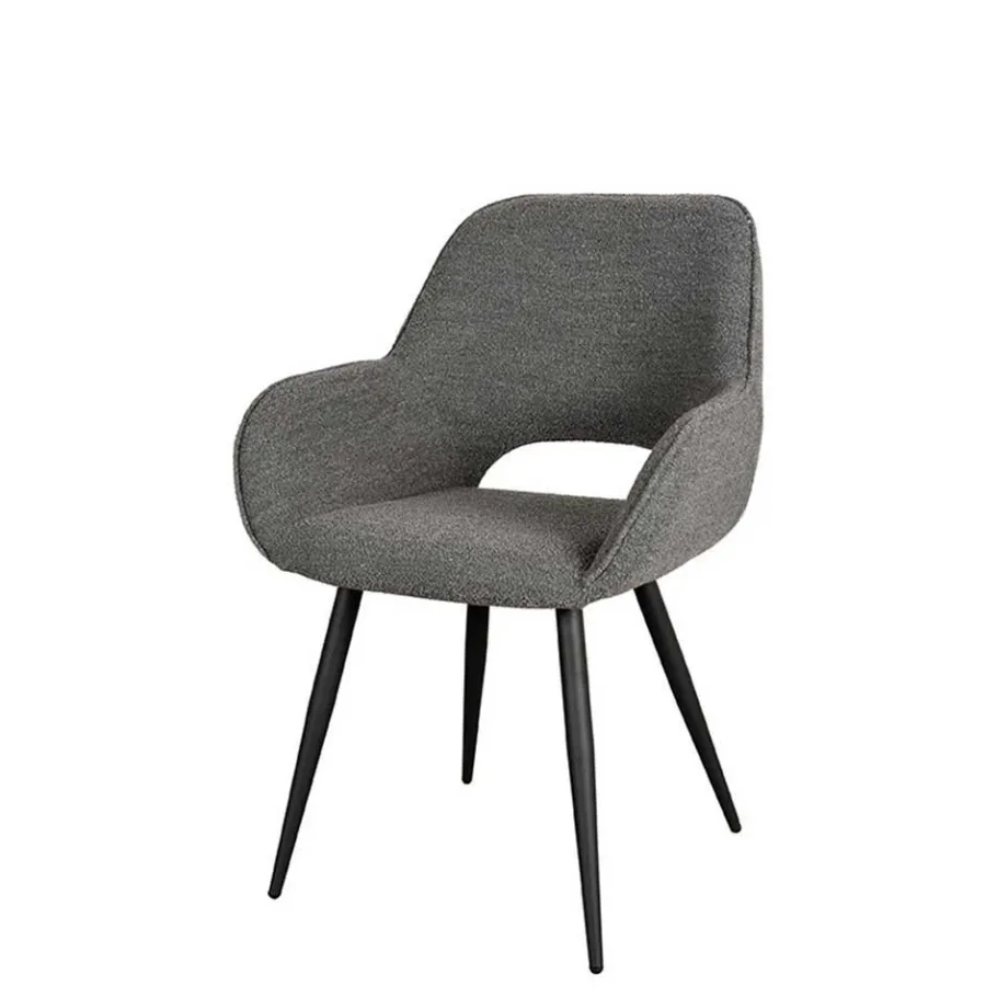 Discount Wohnen Esstisch-Sessel in Grau Boucle - Regison (2er Set)