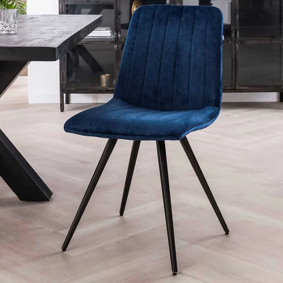 Best Wohnen Esstischstühle in Blau Samt - Rasmino (4er Set)